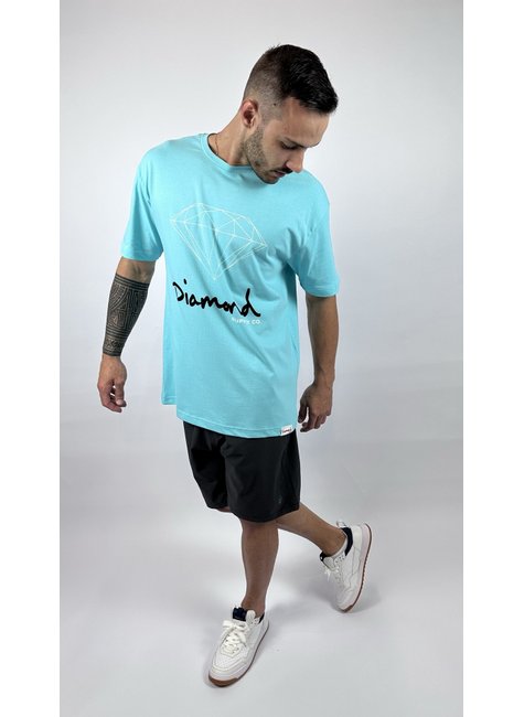 camiseta masculina diamond og sign azul turquesa 5