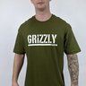 camiseta grizzly masculina stamp verde militar escrita branca 2