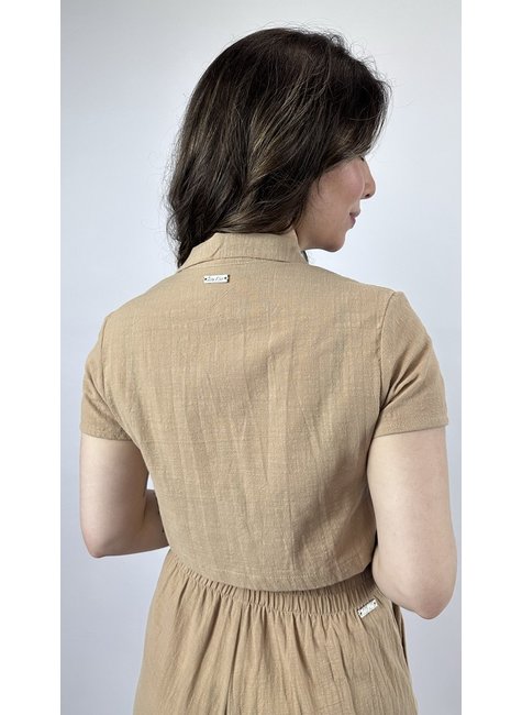 camisa cropped e short feminino cotton riu kiu marrom 6