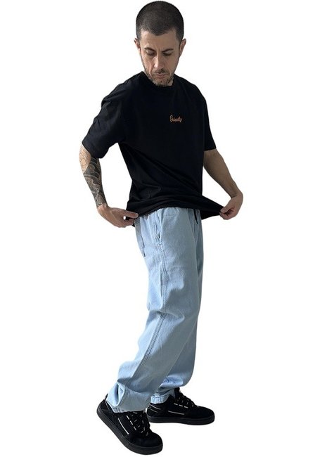 camiseta masculina grizzly mini script bordado preta 1