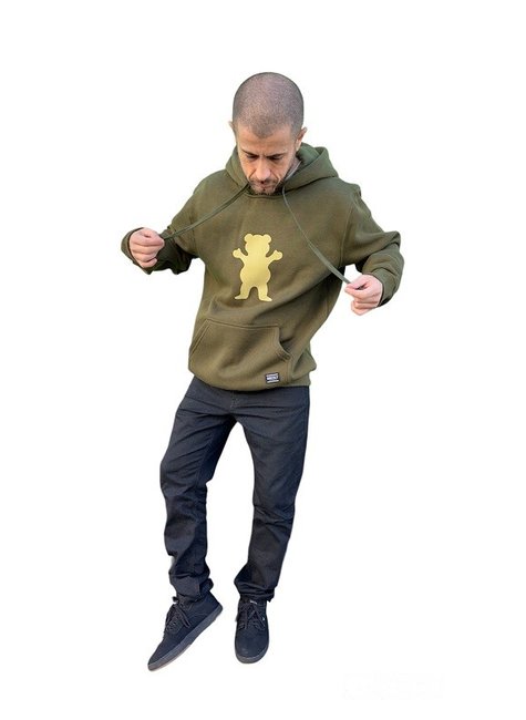 casaco moletom grizzly canguru og bear verde militar 2