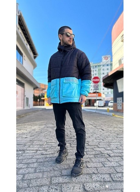 jaqueta masculina puffer diamond blue