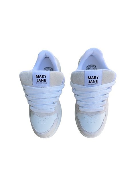 tenis feminino mary jane m99 fat lace skate low branco cinza 9