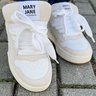 tenis feminino mary jane m99 fat lace skate low branco cinza 2