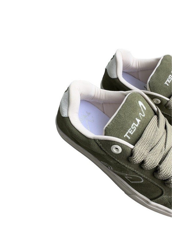 Tênis Tesla Hertz Fat Lace Verde Oliva Solado Bege - Mahai Shop