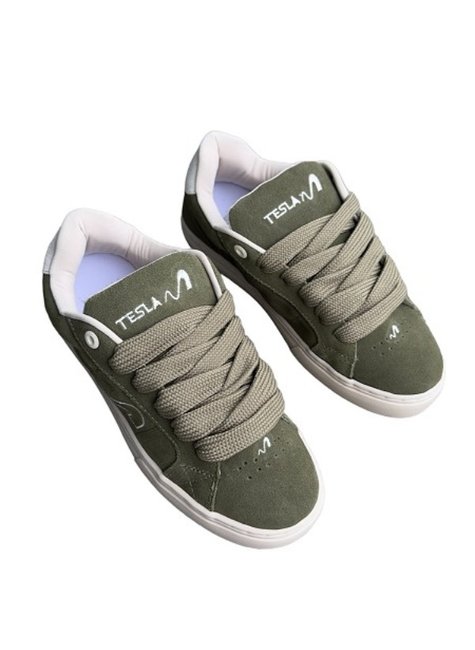 tenis tesla hertz fat lace verde oliva solado bege 600x800 7