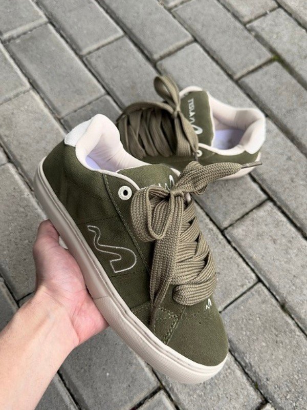 Tênis Tesla Hertz Fat Lace Verde Oliva Solado Bege - Mahai Shop