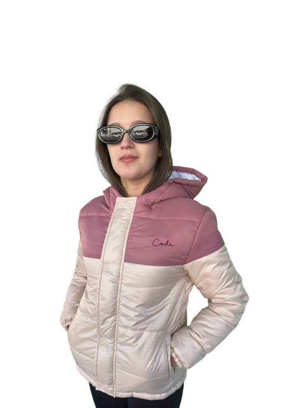 ジャケット・アウター (mayu) Moxie Sweater Combo Frinda Jaqueta Feminina Puffer Code Candy Rosa Bege - Mahai Shop