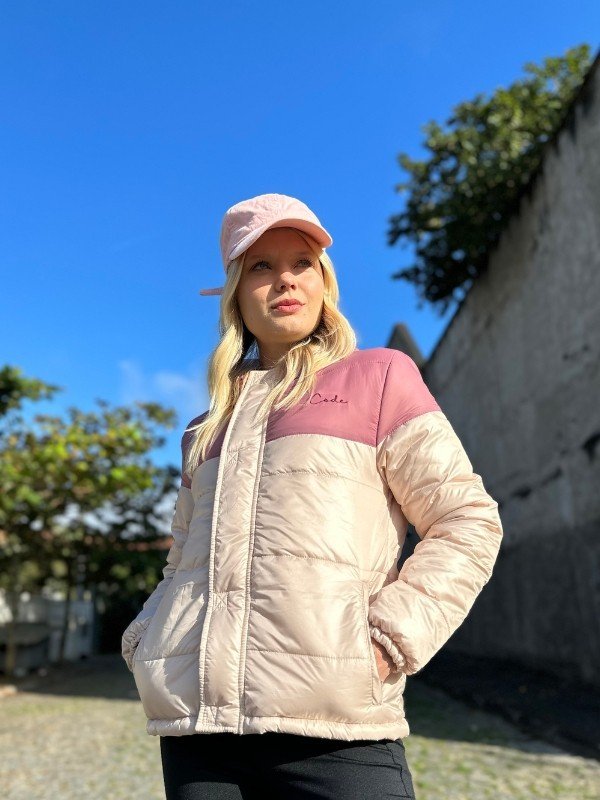 Jaqueta Feminina Puffer Code Candy Rosa Bege - Mahai Shop
