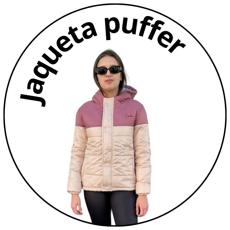 Jaqueta Feminina Puffer Code Candy Rosa Bege Mahai Shop