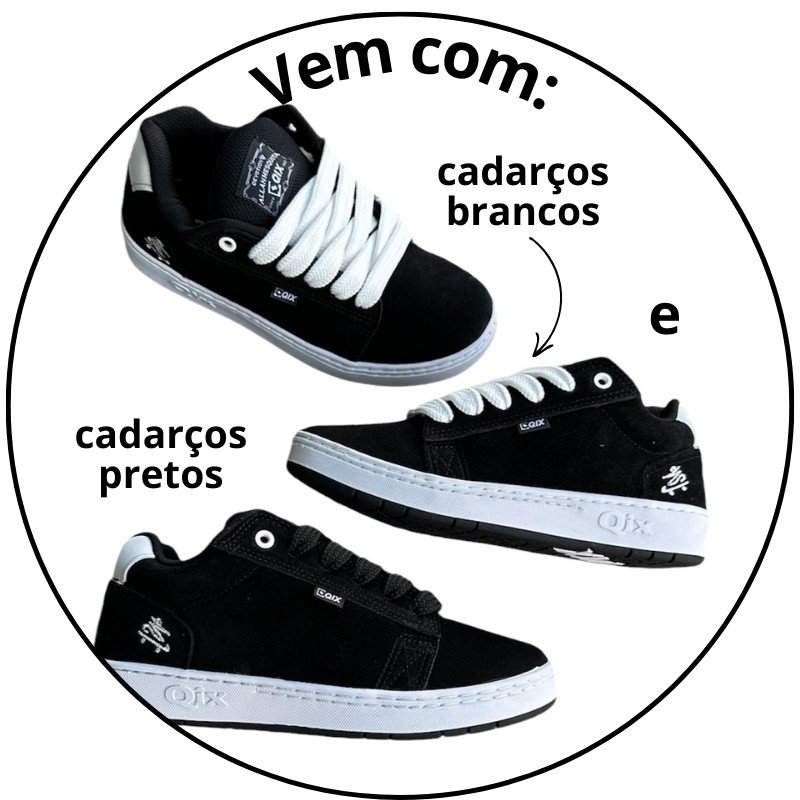 tenis qix allan mesquista collab chorao preto solado branco descricao 3
