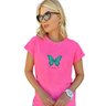 camiseta feminina t shirt estonada mahai borboleta rosa neon 5