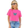 camiseta feminina cropped estonada mahai borboleta rosa neon 2