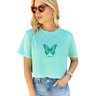 camiseta feminina cropped estonada mahai borboleta verde agua 2