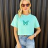 camiseta feminina cropped estonada mahai borboleta verde agua 5