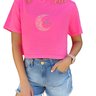 camiseta feminina cropped estonada mahai logo lua rosa neon 3