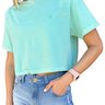 camiseta feminina cropped estonada mahai logo minimalista verde agua 3