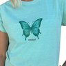 camiseta feminina t shirt estonada mahai borboleta verde agua 4