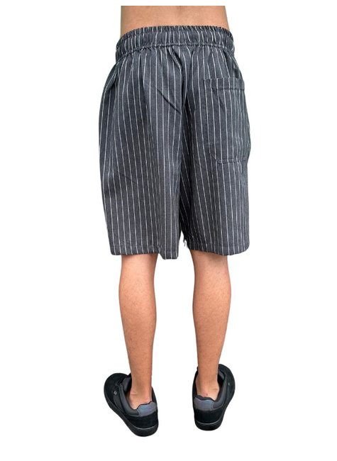 bermuda elastico sarja federal art cinza listras brancas 3