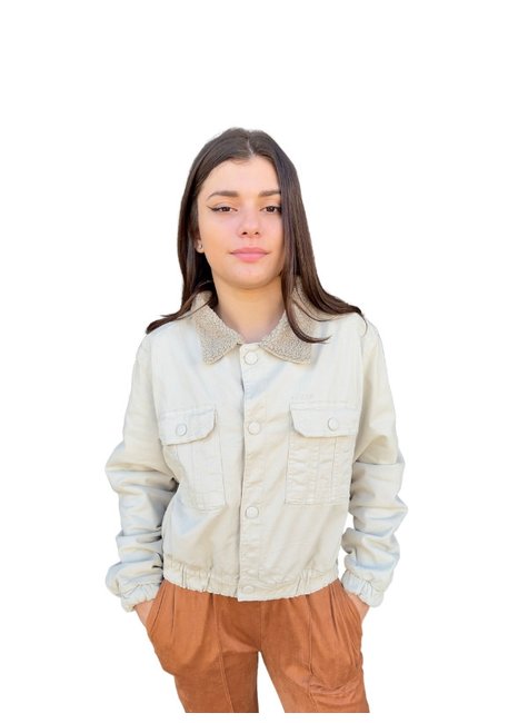 jaqueta sarja feminina forrada freesurf crop caqui 1