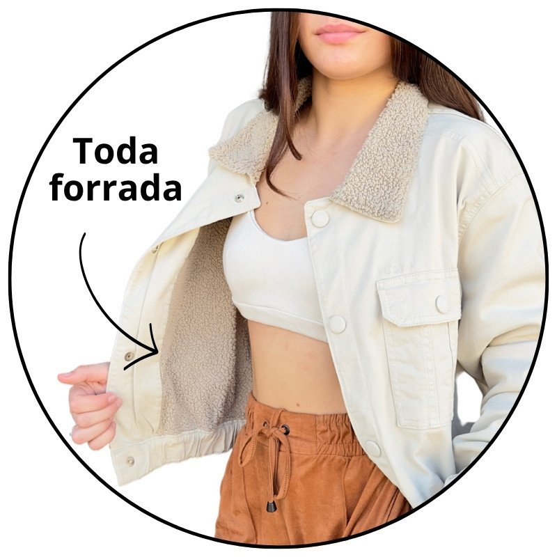 jaqueta sarja feminina forrada freesurf crop caqui descricao 1