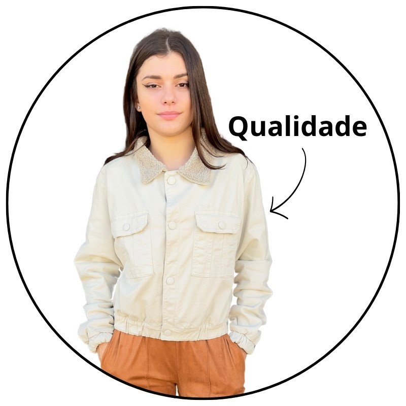 jaqueta sarja feminina forrada freesurf crop caqui descricao 2