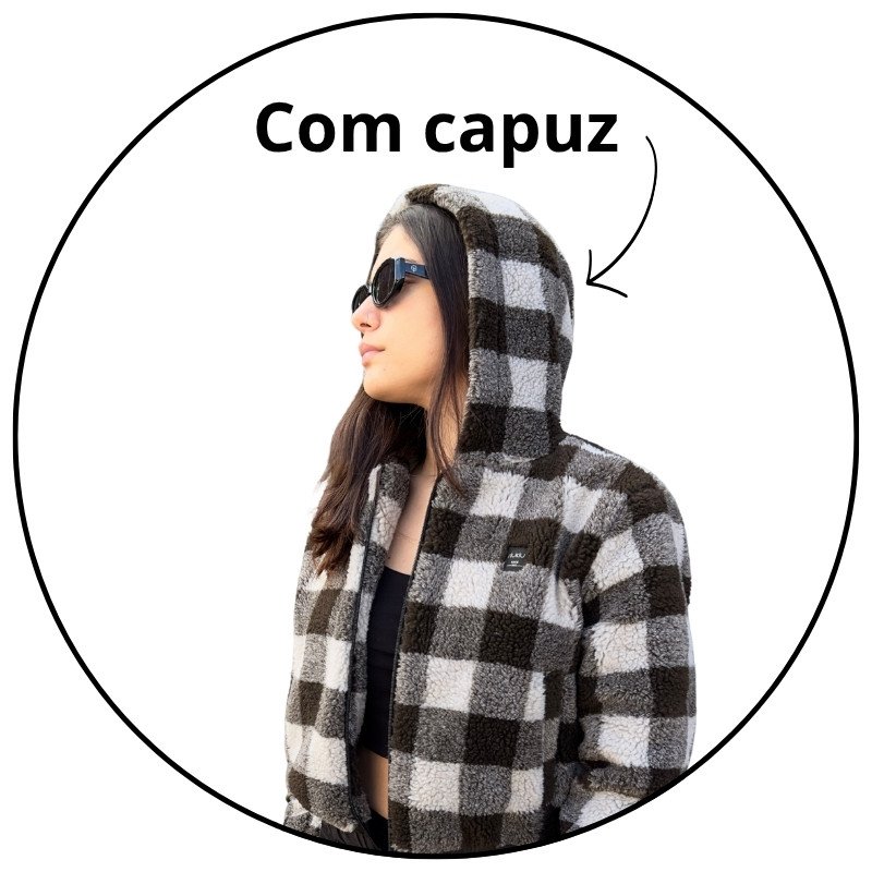 jaqueta feminina lover xadrez riu kiu marrom e bege descricao 1