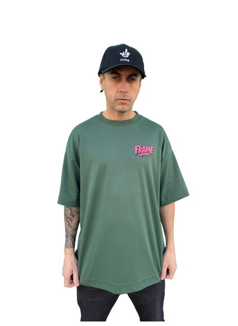 camiseta masculina oversized frame dont fuck it up verde militar 1