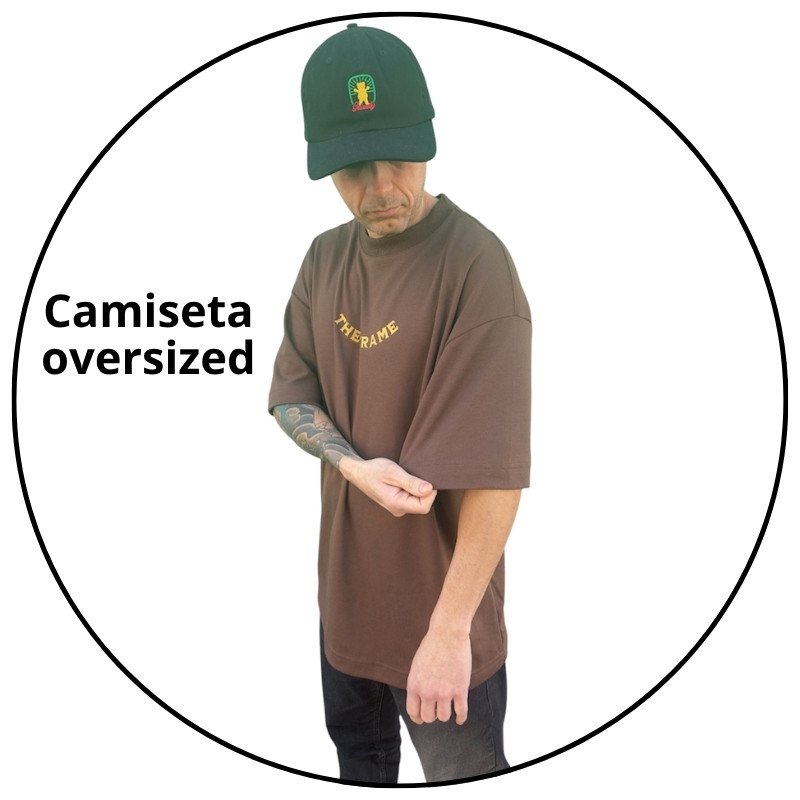 camiseta masculina oversized frame isqueiro marrom descricao 1