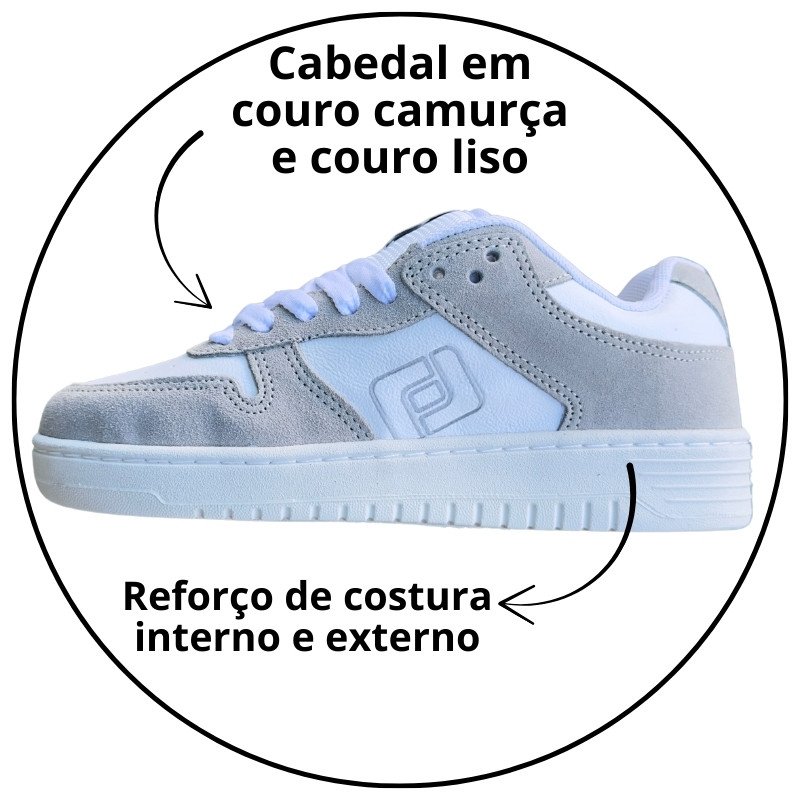 tenis freeday grandir ox cinza branco descricao 1