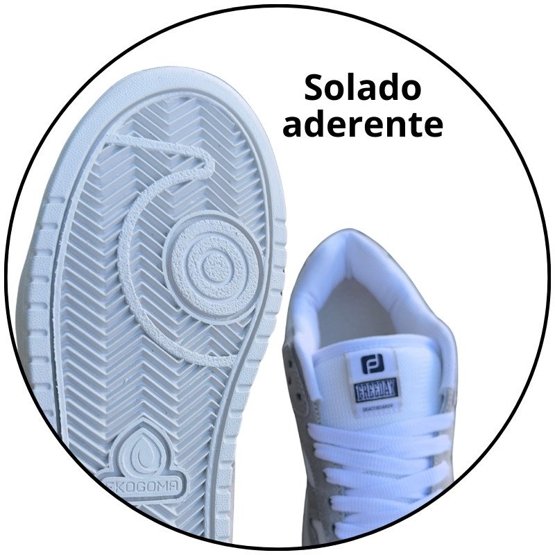 tenis freeday grandir ox cinza branco descricao 3