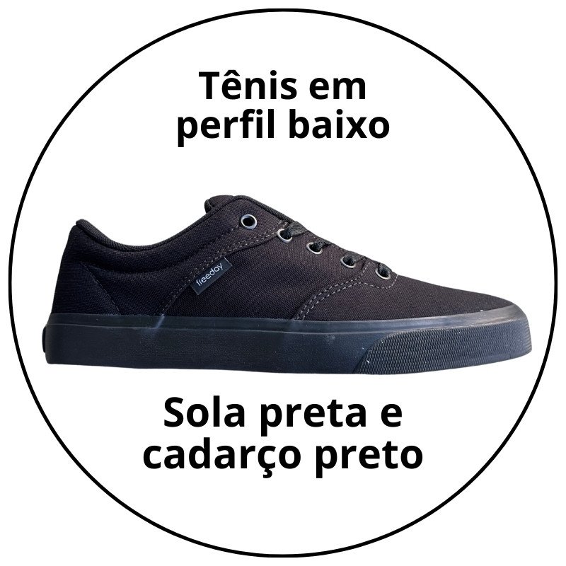 tenis freeday flip eco lona preto solado preto descricao 1