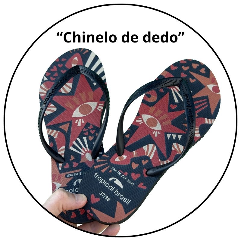 chinelo feminino slim tropical brasil preto estampa olhos descricao 1
