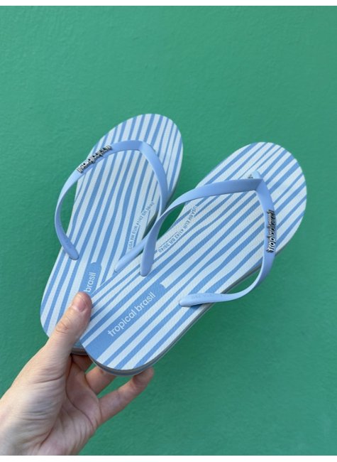 chinelo feminino tamanco slim tropical brasil azul branco 6