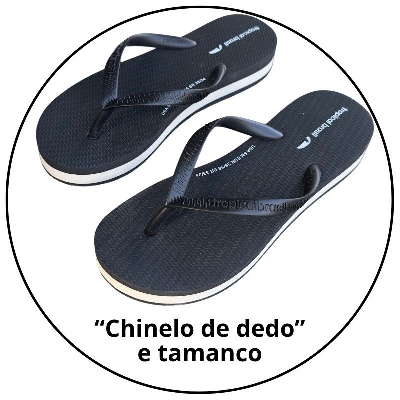 chinelo feminino tamanco slim tropical brasil preto branco descricao 1