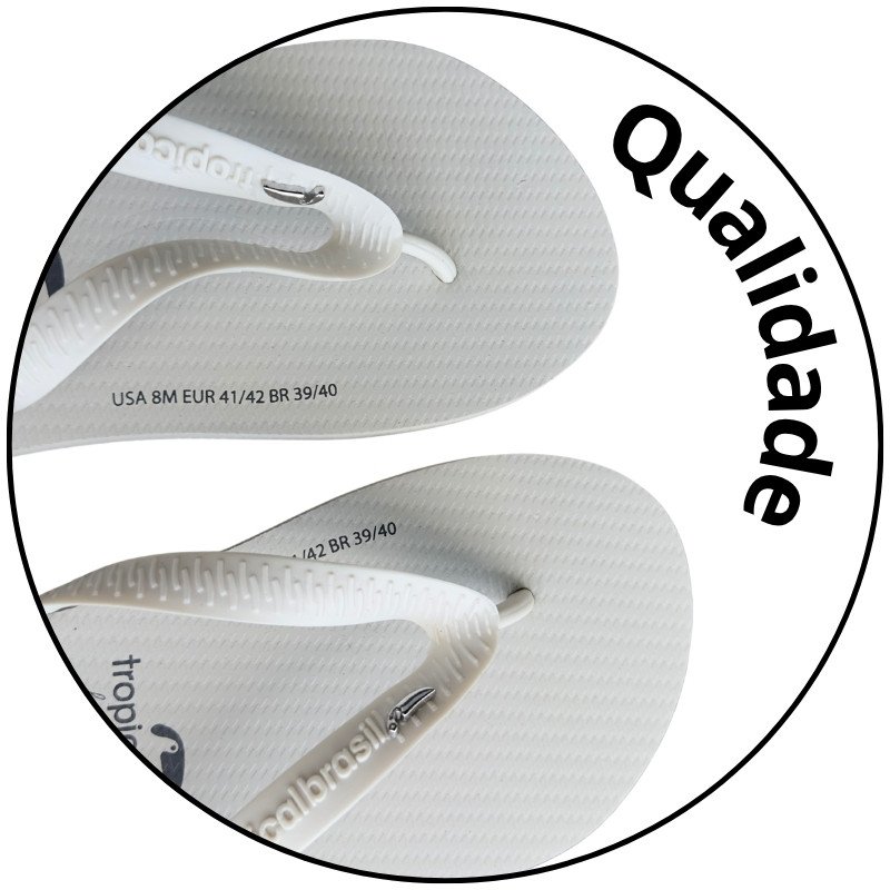 chinelo unissex tropical brasil branco placa metal tucano descricao 3