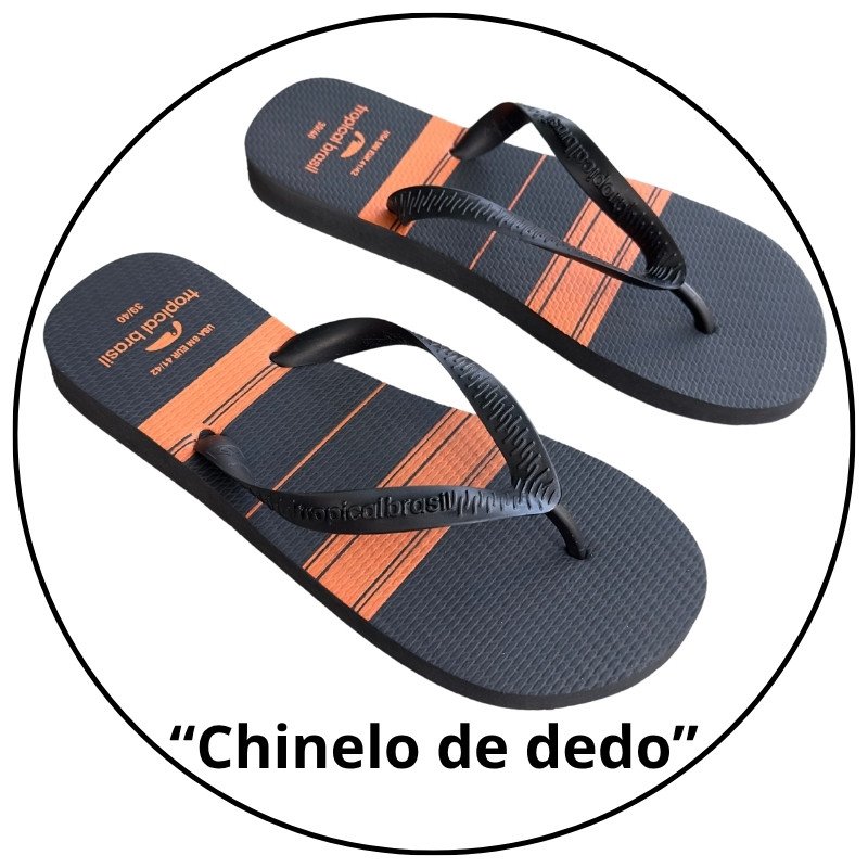 chinelo unissex tropical brasil preto laranja descricao 1