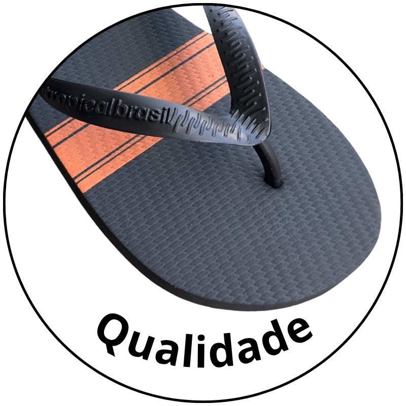 chinelo unissex tropical brasil preto laranja descricao 3