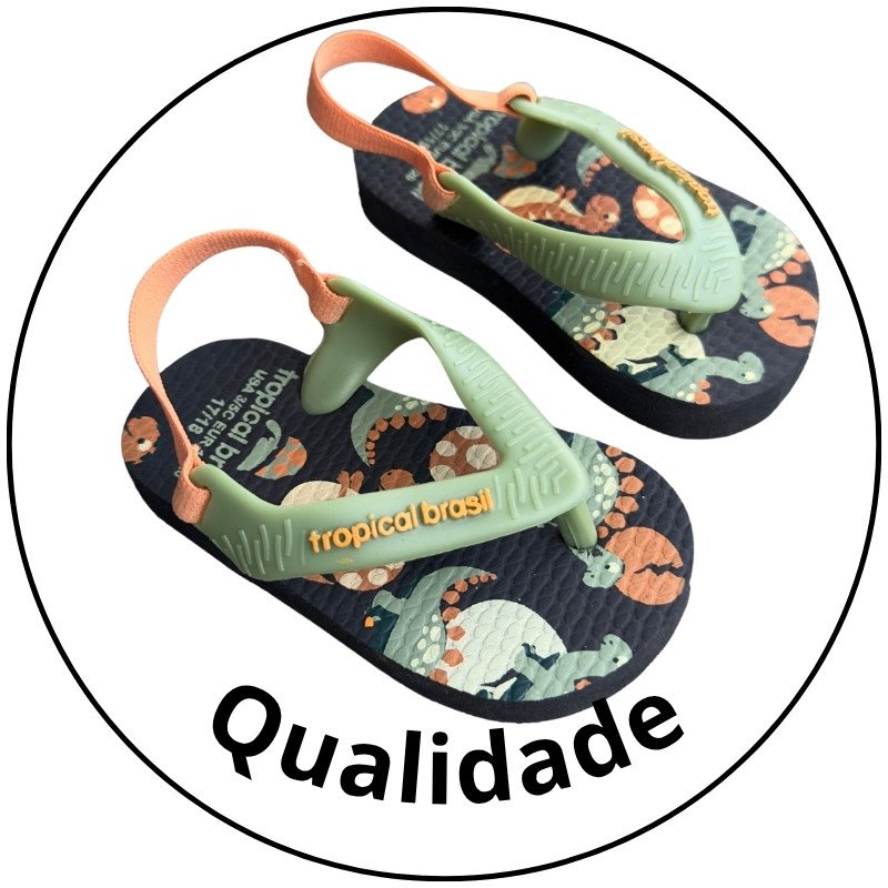 chinelo infantil baby tropical brasil preto verde dinossauro descricao 3