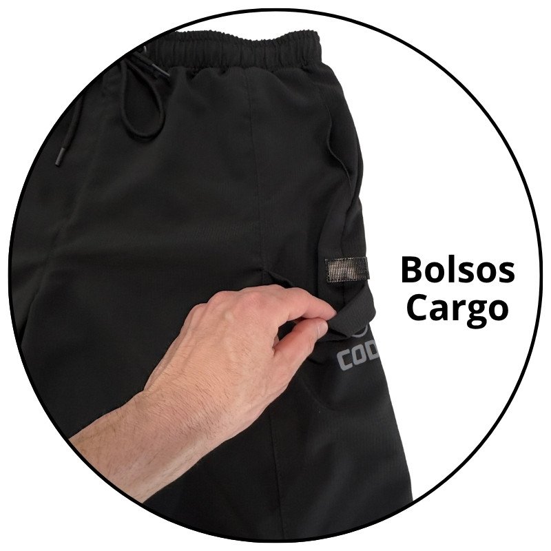 bermuda masculina elastico code trail preta descricao 1