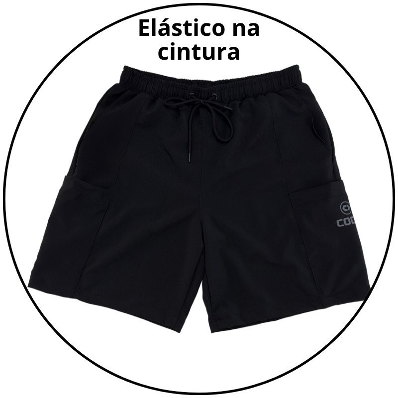 bermuda masculina elastico code trail preta descricao 3