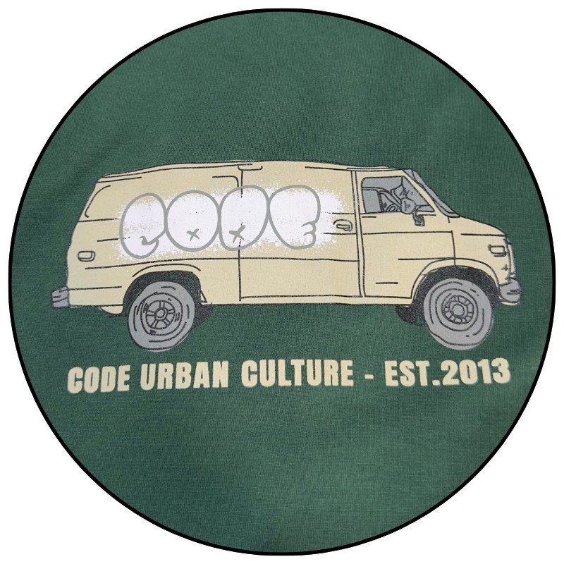 camiseta masculina code company furgao verde descricao 1