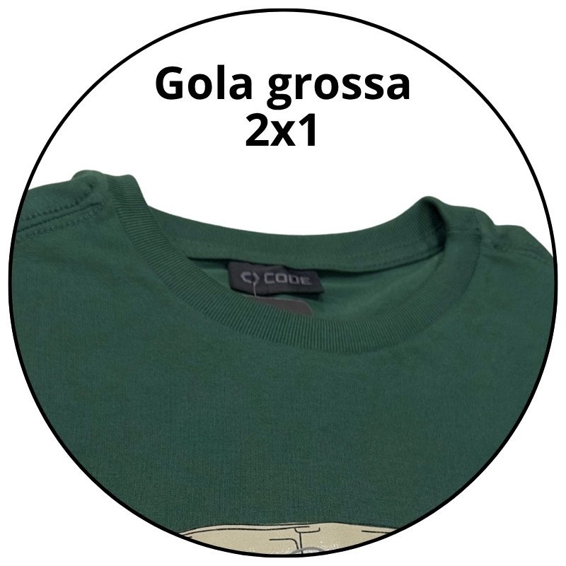 camiseta masculina code company furgao verde descricao 2