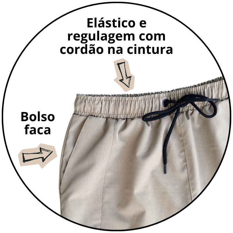 bermuda masculina elastico code trail caqui descricao 3