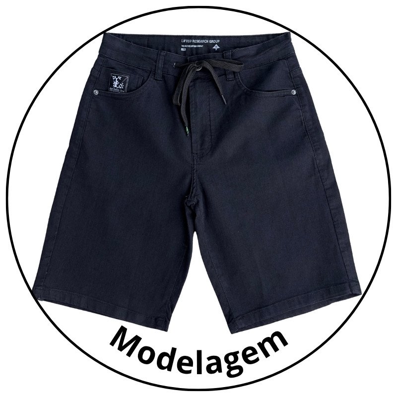 bermuda jeans masculina lrg blackout walk denin preta descricao 1