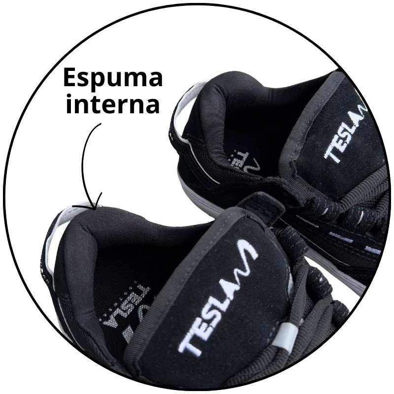 tenis tesla coil preto solado branco descricao 3