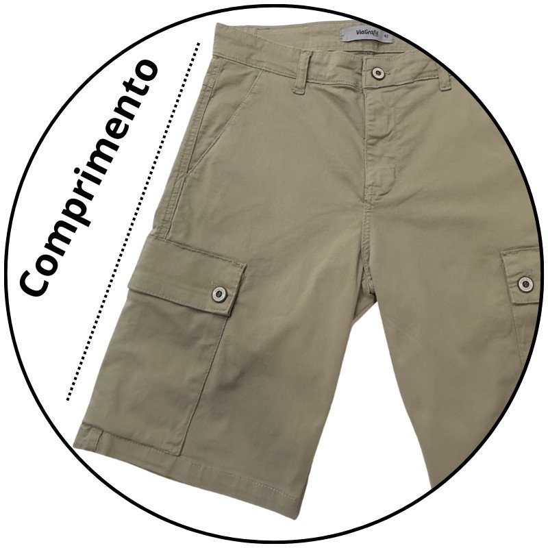 bermuda sarja cargo masculina via grafit caqui descricao 3