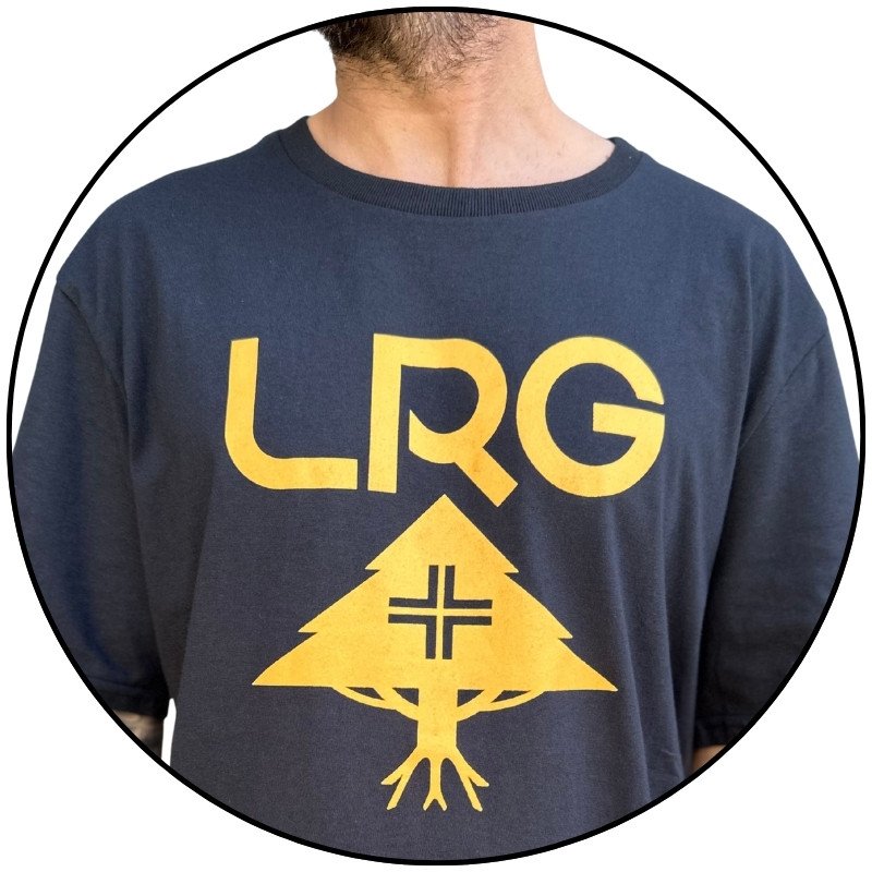 camiseta masculina lrg stack preta descricao 3