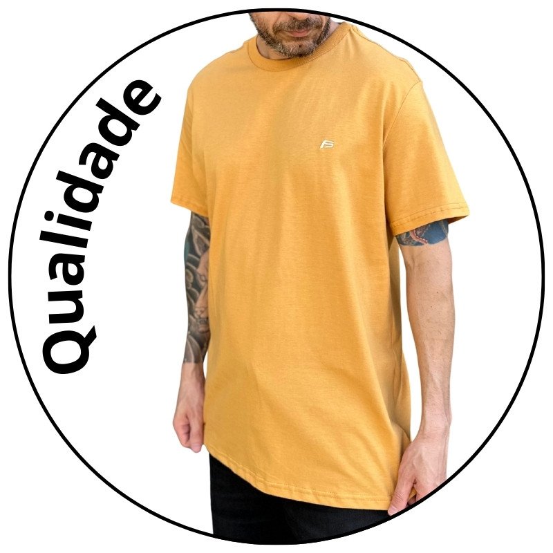 camiseta masculina freesurf essential classic mostarda descricao 1