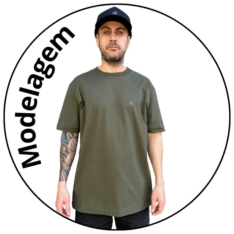 camiseta masculina street mahai mini logo verde militar descricao 1